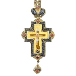 Хрест латунний в позолоті з принтом і з ланцюгом арт. 2.10.0342лпр-2^1лп