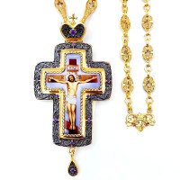 Хрест латунний в позолоті з принтом і з ланцюгом арт. BJ0284LPR-2+80LP