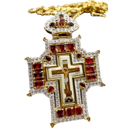 Хрест латунний у позолоті з прикрасами з фіанітів і ланцюгом арт. 2.10.0447лп-2^73лп