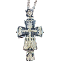 Хрест латунний у срібленні з чорнінням і ланцюгом арт. 2.10.0408лр^1л