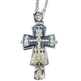 Хрест латунний у срібленні з чорнінням і ланцюгом арт. 2.10.0408лр^1л