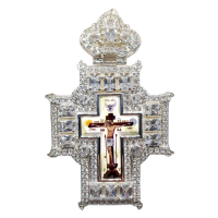 Хрест латунний у срібленні з камінням і ланцюгом арт. 2.10.0447л-2^73л