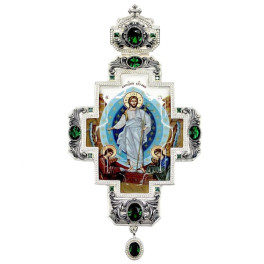 Хрест латунний у срібленні з родіюванням і принтом арт. 2.10.0321лр-2