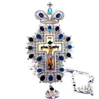 Хрест латунний у срібленні зі вставками принтом і ланцюгом арт. BJ0216L-2+74L Хрест латунний у срібленні зі вставками принтом і ланцюгом арт. BJ0216L-2+74L