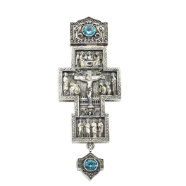 Хрест-мощевик для священнослужителя срібний з аметистами арт. 2.10.0036н