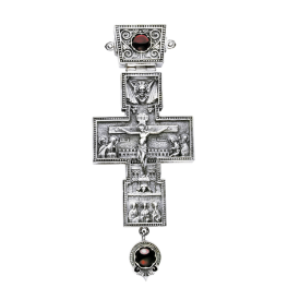 Хрест-мощевик для священнослужителя срібний з натуральними вставками арт. 2.10.0033н