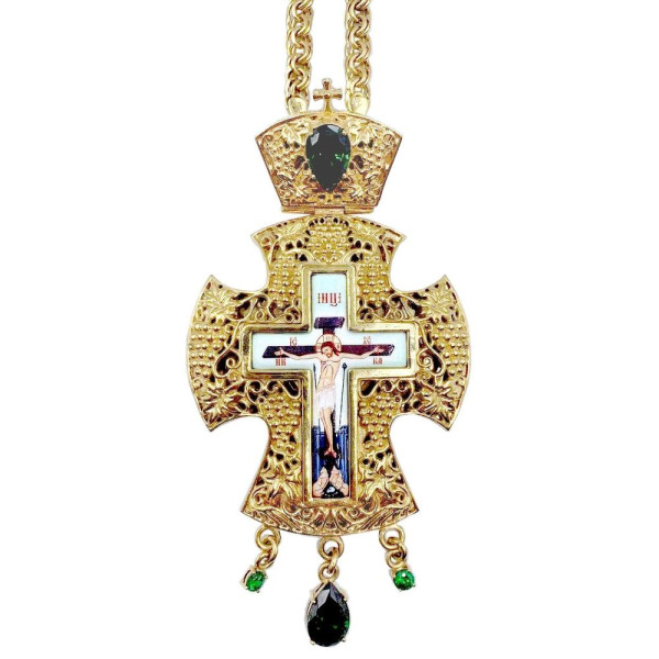 Наперсний хрест для священнослужителя латунний позолочений з ланцюгом арт. 2.10.0120лп-2^1лп