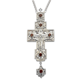 Хрест наперсний з ювелірного сплаву в срібленні з ланцюгом арт. 2.10.0027л^1л
