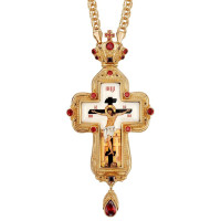 Хрест наперсний латунний позолочений з прикрасами і ланцюгом арт. BJ0285LP-2+1LP Хрест наперсний латунний позолочений з прикрасами і ланцюгом арт. BJ0285LP-2+1LP
