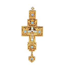 Хрест наперсний латунний з принтом позолочений арт. 2.10.0027лп-2