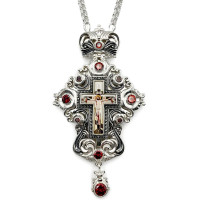 Хрест наперсний для священика латунний з чорнінням і ланцюгом арт. BJ0514LR-2+1L