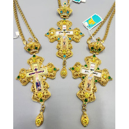 Хрест наперсний латунний з прикрасами арт. BJ0163LP-2+1LP