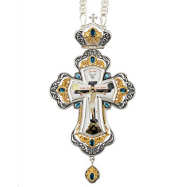 Хрест наперсний у срібленні з фрагментарною позолотою і ланцюгом арт. BJ0390LFR-2+1L