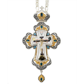Хрест наперсний у срібленні з фрагментарною позолотою і ланцюгом арт. BJ0390LFR-2+1L