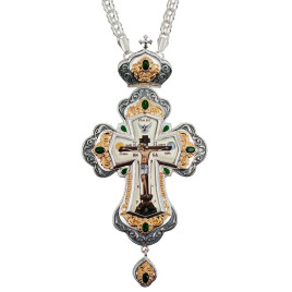 Хрест наперсний у срібленні з фрагментарною позолотою і ланцюгом арт. BJ0390LFR-2+1L