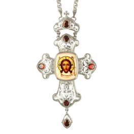 Хрест православний латунний з деколем і з ланцюгом арт. 2.10.0369л-2^1л