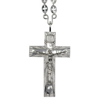 Хрест православний латунний у срібленні з ланцюгом арт. 2.10.0443л^23л