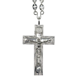Хрест православний латунний у срібленні з ланцюгом арт. 2.10.0443л^23л