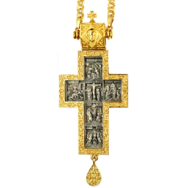 Хрест православний наперсний з латуні в позолоті з ланцюгом арт. 2.10.0391лп^1лп