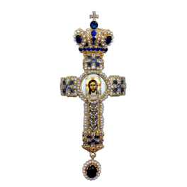 Хрест православний наперсний з латуні в позолоті з принтом арт. 2.10.0351лп-2