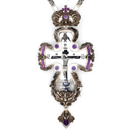 Хрест православний наперсний латунний з деколем, емаллю і ланцюгом арт. 2.10.0343ле-2^1л