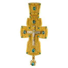 Хрест православний срібний позолочений з прикрасами арт. 2.10.0058п