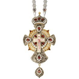 Хрест православний срібний з фініфтьєвим розп'яттям зі вставками та ланцюгом арт. 2.10.0091-1^52