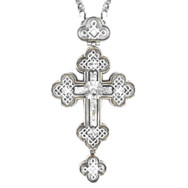Хрест православний срібний з фрагментарною позолотою та ланцюгом арт. 2.10.0071^1