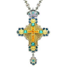 Хрест православний срібний з принтом з емаллю та ланцюгом арт. 2.10.0083-2^44