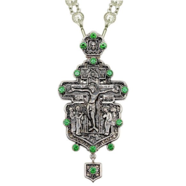 Хрест православний срібний з прикрасами з чорнінням і ланцюгом арт. 2.10.0092^35