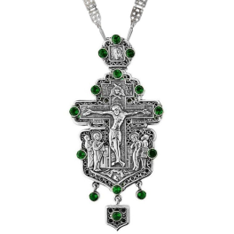 Хрест православний срібний зі вставками з чорнінням і ланцюгом арт. 2.10.0092^39