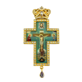 Хрест православний срібний у позолоті з прикрасами арт. 2.10.0055п-2