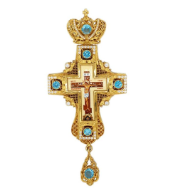 Хрест з прикрасами з ювелірного сплаву позолочений з принтом арт. 2.10.0035лп-2