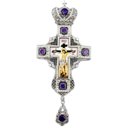 Хрест з прикрасами з ювелірного сплаву в срібленні з принтом арт. 2.10.0035л-2