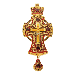 Хрест з прикрасами латунний позолочений з принтом та емаллю арт. 2.10.0038лп-2