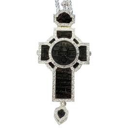 Хрест срібний з образом і накладками з ебенового дерева та ланцюгом арт. 2.10.0409-13^1