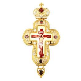 Хрест священика з латуні в позолоті з фініфтю арт. 2.10.0224лп-1