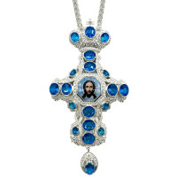 Хрест священика з латуні в срібленні з ланцюгом арт. BJ0419L-2+1L