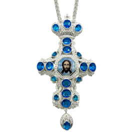 Хрест священика з латуні в срібленні з ланцюгом арт. BJ0419L-2+1L