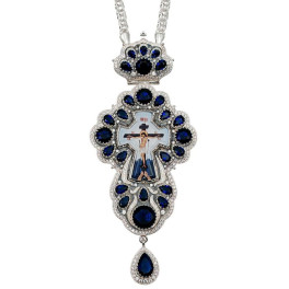 Хрест священика з латуні в срібленні з чорнінням і ланцюгом арт. BJ0499LR-2+1L
