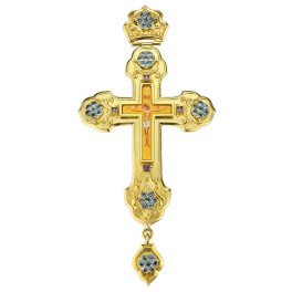 Хрест священика латунний позолочений з принтом і вставками арт. 2.10.0103лп-2