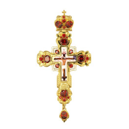 Хрест священика латунний позолочений зі вставками і латунним принтом арт. 2.10.0144лп-2