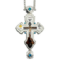 Хрест священнослужителя з латуні в срібленні з ланцюгом арт. BJ0381L-2+1L Хрест священнослужителя з латуні в срібленні з ланцюгом арт. BJ0381L-2+1L