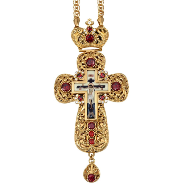 Хрест священнослужителя латунний позолочений з ланцюгом арт. BJ0251LP-2+1LP