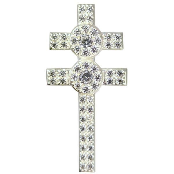 Хрест латунний у срібленні на клобук арт. 2.7.1626л