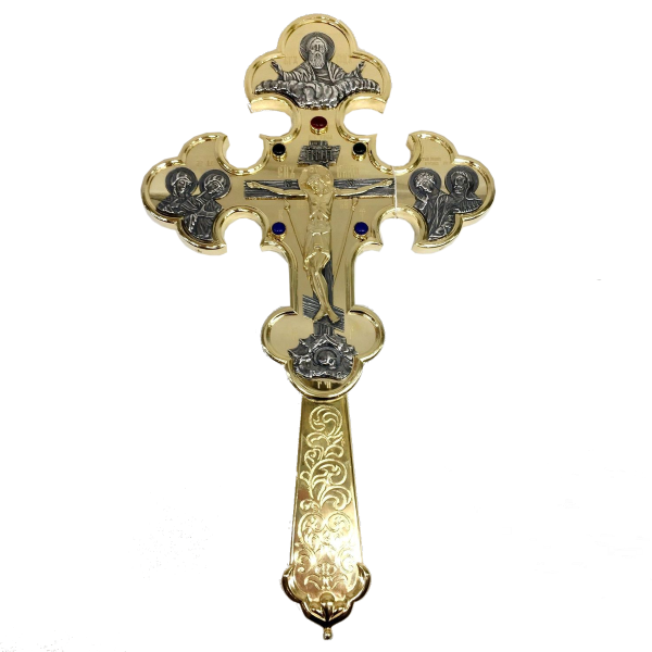 Хрест латунний у позолоті з родіюванням арт. 2.7.1917лпр