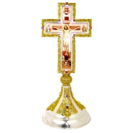 Хрест напрестольний латунний із фрагментарною позолотою арт. 2.7.1290лф-2