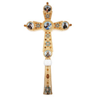 Хрест напрестольний латунний у позолоті з емаллю арт. BG2267LPE