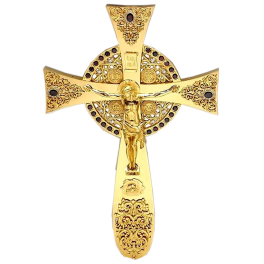 Хрест "Напрестольний" латунний в позолоті зі вставками арт. 2.7.0835лп