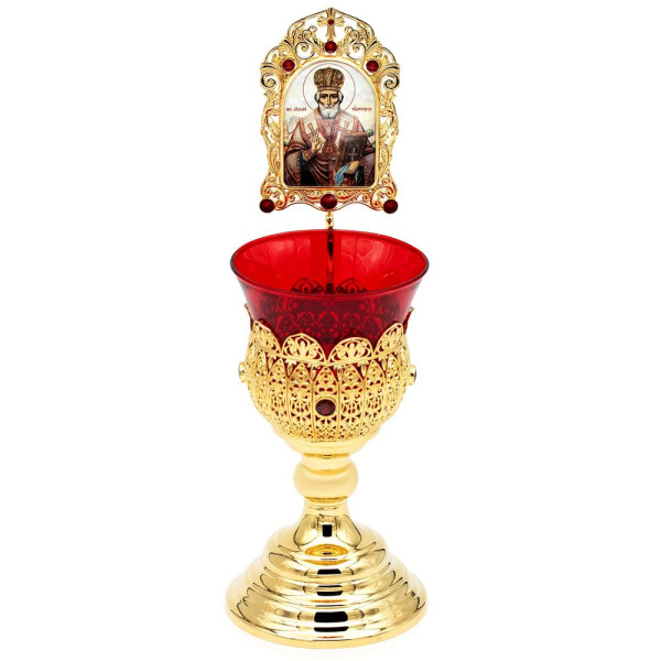 Лампада латунна в позолоті з емаллю і образом арт. BG1339LPE Лампада латунна в позолоті з емаллю і образом арт. BG1339LPE